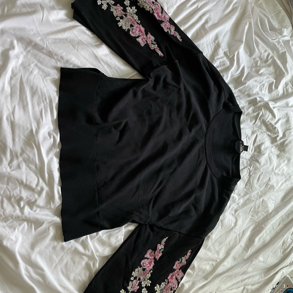 Floral Sleeve Long Sleeve Blouse